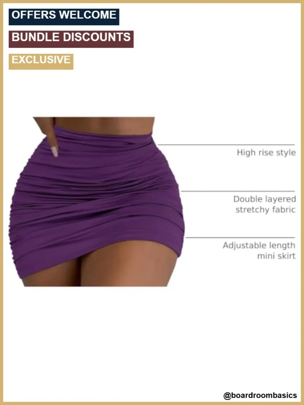 Stretch High Waist Ruched Bodycon Double Layer Casual Mini Skirt
